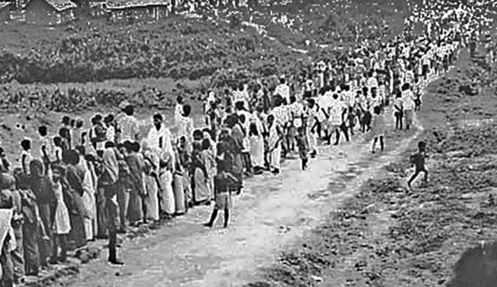 The people of Bangladesh in 1971 on jessore road a lot of people were gone to India.